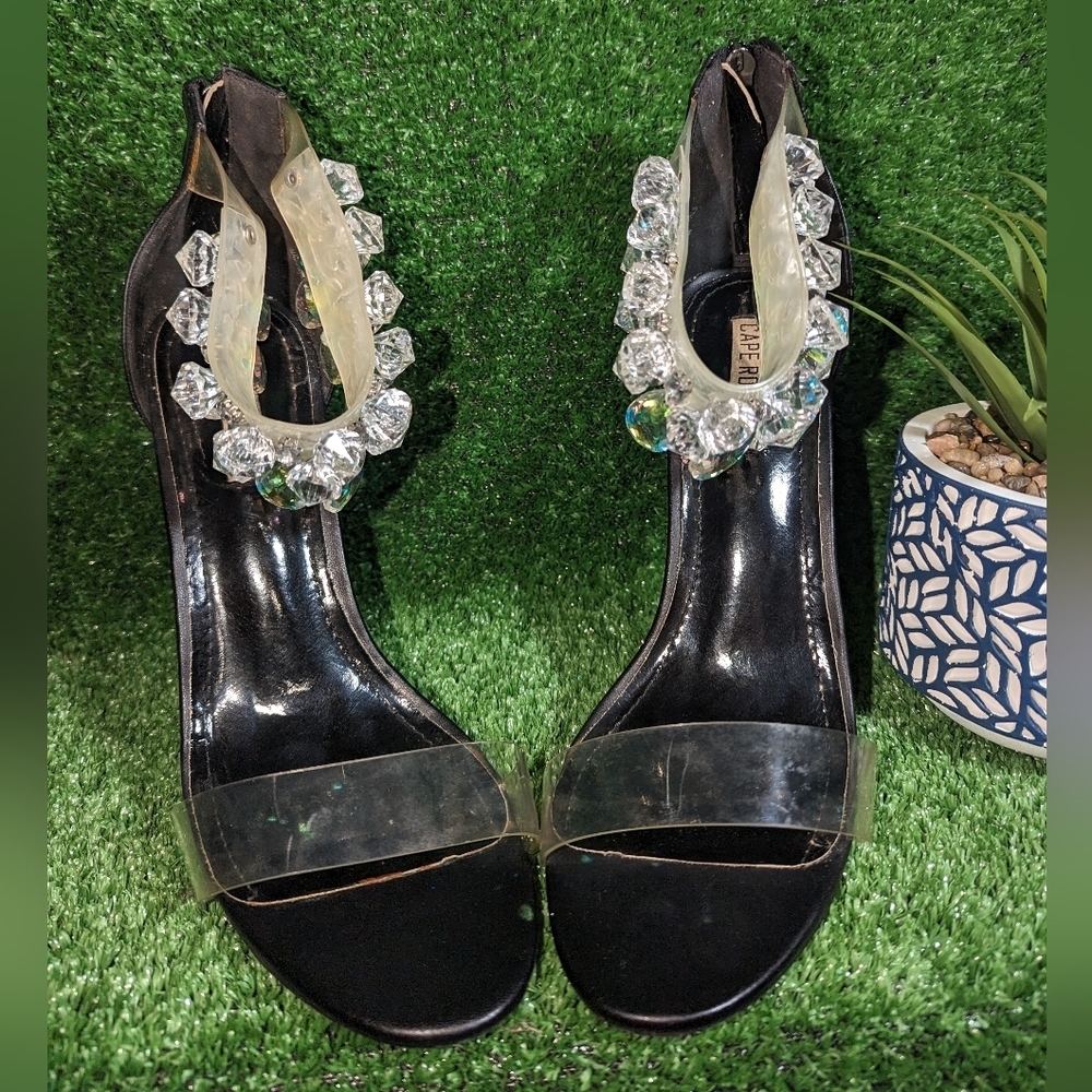 Cape Robbin Suzzy 54 Womens Clear Toe Gem Embellished Heel Size 10 - Picture 4 of 8